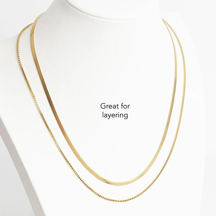 14k Gold Filled Box Chain Necklace - 20 Inch, Thin 1 - SunlightSilver