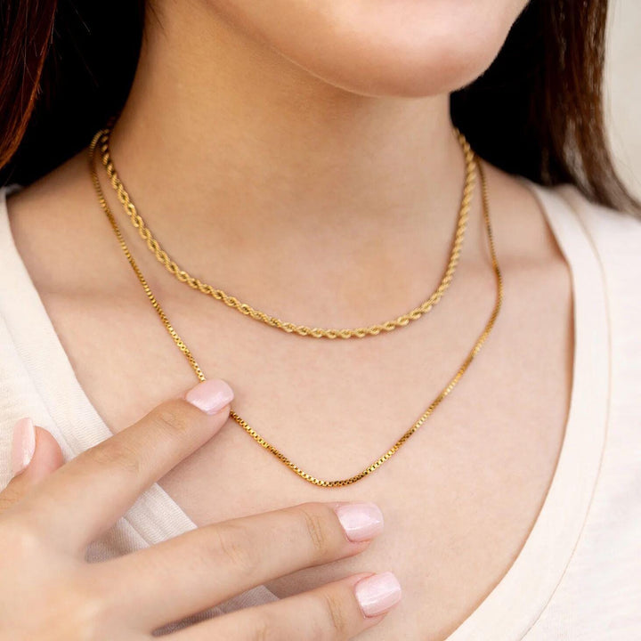 14k Gold Filled Box Chain Necklace - 20 Inch, Thin 1 - SunlightSilver