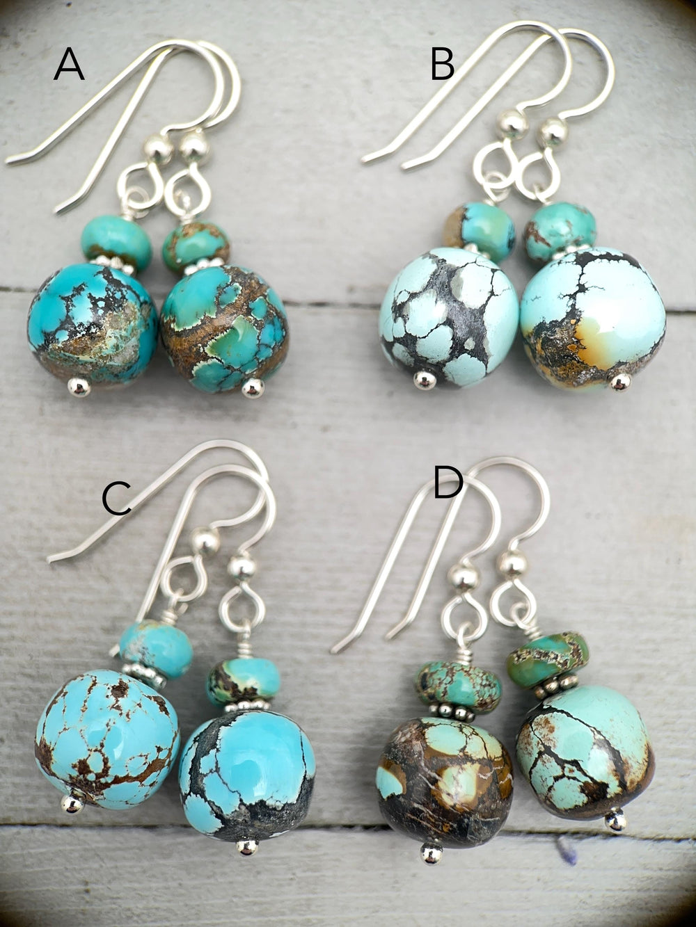 Natural Turquoise and Sterling Silver Earrings - December Birthstone - SunlightSilver