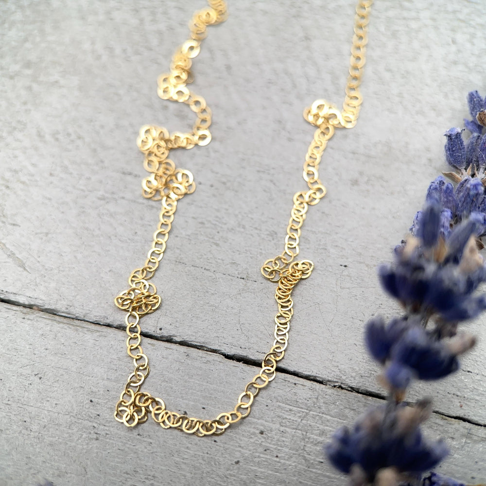 14k Gold Filled Chain Necklace, Dainty Minimalist 16 or 18 Inch Layering Chain, Flat Cable - SunlightSilver