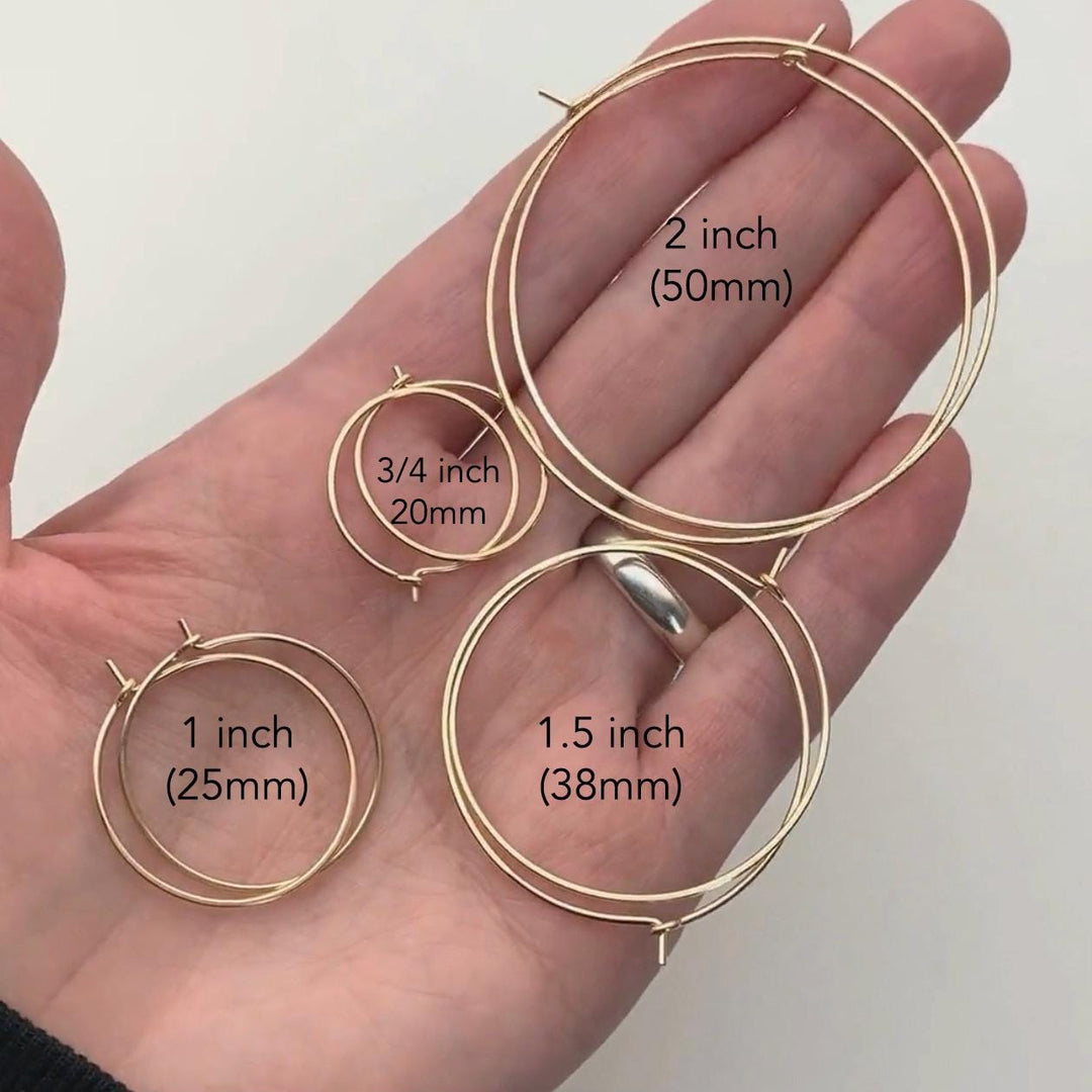 Dainty 925 Sterling Silver Hoop Earrings | Classic Minimalist Handmade Hoops, Multiple Sizes | Hypoallergenic - Perfect for Sensitive Ears - SunlightSilver