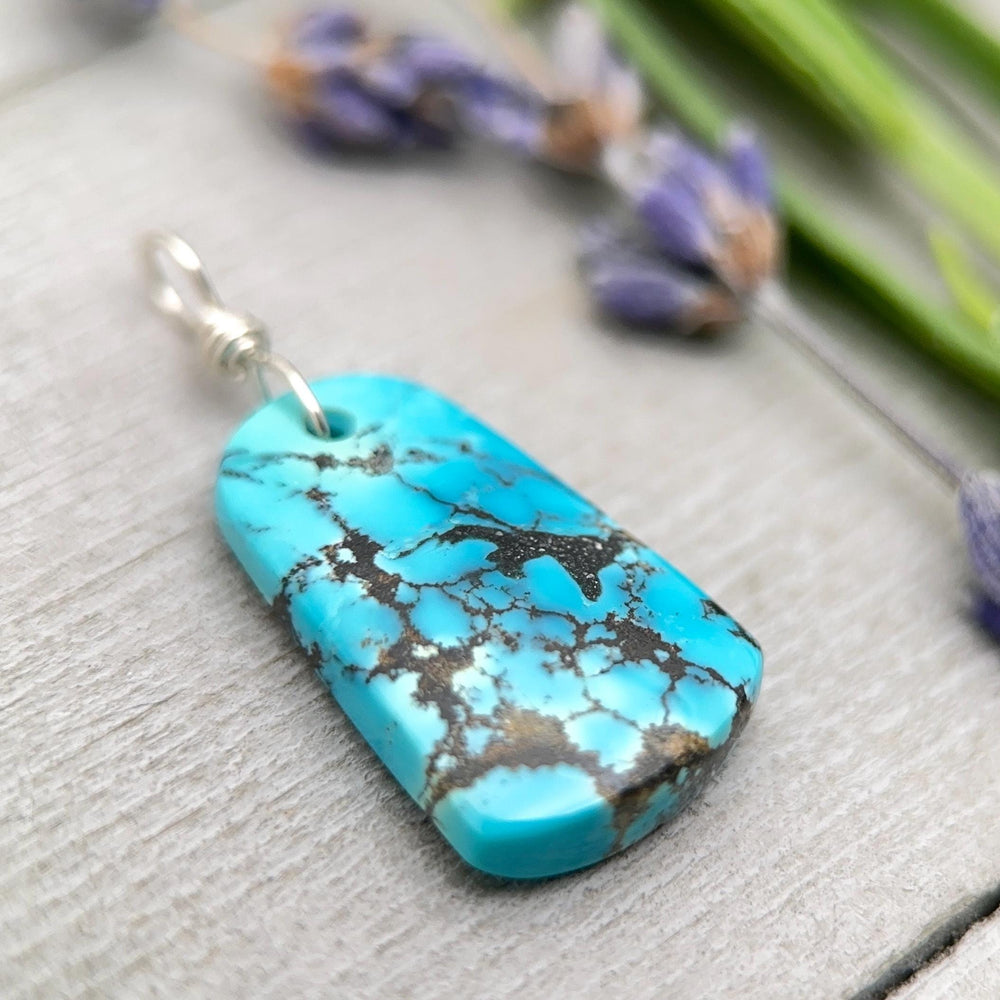 Turquoise Pendant | AAA Sky Blue Natural Turquoise | Sterling Silver Jewelry - SunlightSilver