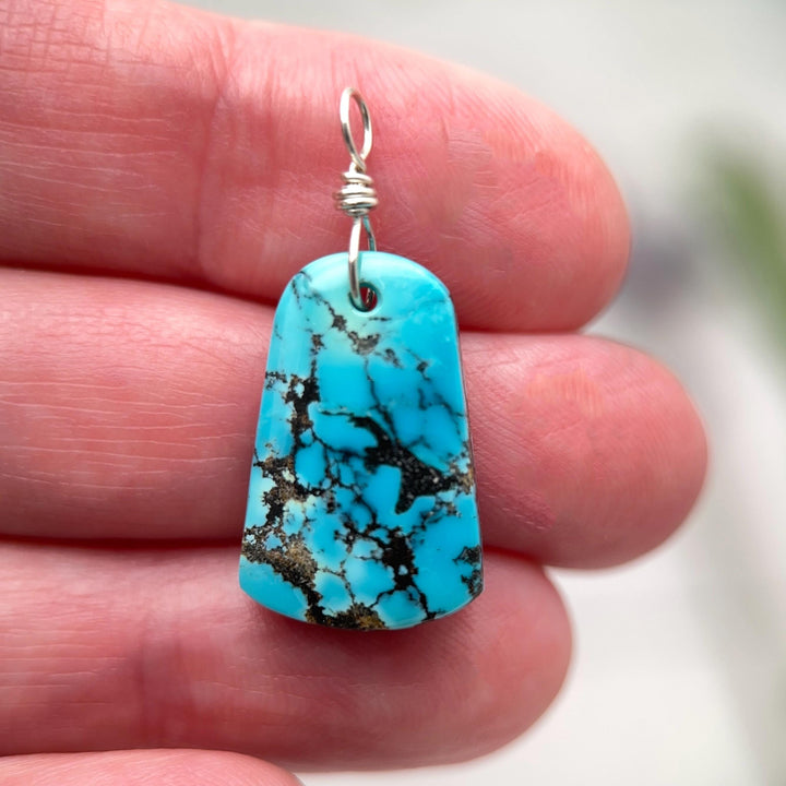Turquoise Pendant | AAA Sky Blue Natural Turquoise | Sterling Silver Jewelry - SunlightSilver