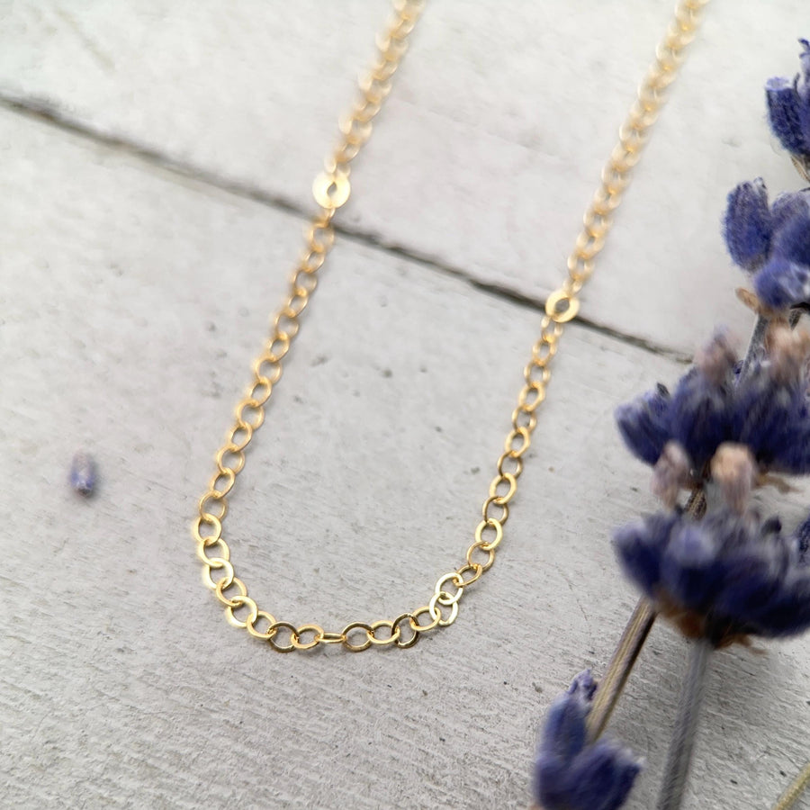 14k Gold Filled Box Chain Necklace - 20 Inch, Thin 1 - SunlightSilver