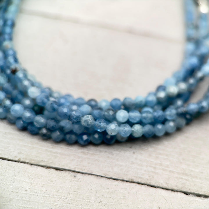 Faceted Beaded Aquamarine and Sterling Silver Silver Necklace - SunlightSilver