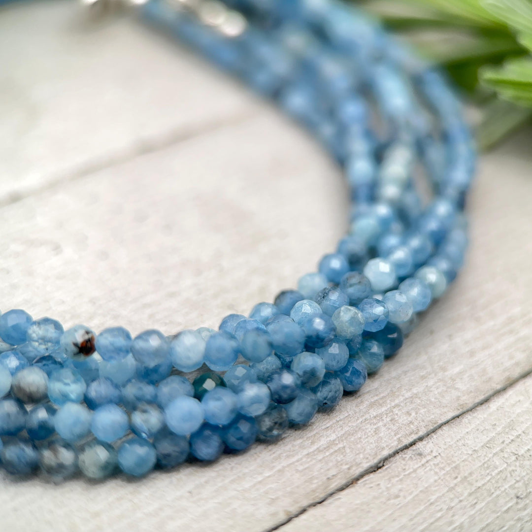 Faceted Beaded Aquamarine and Sterling Silver Silver Necklace - SunlightSilver