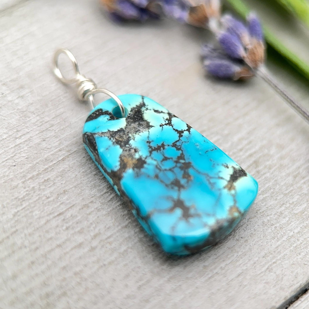 Turquoise Pendant | AAA Sky Blue Natural Turquoise | Sterling Silver Jewelry - SunlightSilver