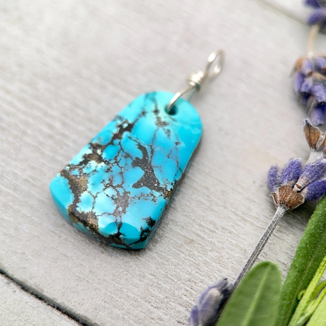 Turquoise Pendant | AAA Sky Blue Natural Turquoise | Sterling Silver Jewelry - SunlightSilver