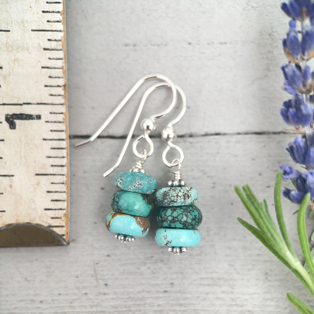 Natural Turquoise Earrings | Sterling Silver | December Birthstone | Handmade in the USA - SunlightSilver
