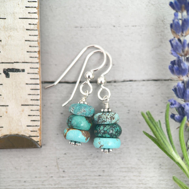 Natural Turquoise Earrings | Sterling Silver | December Birthstone | Handmade in the USA - SunlightSilver