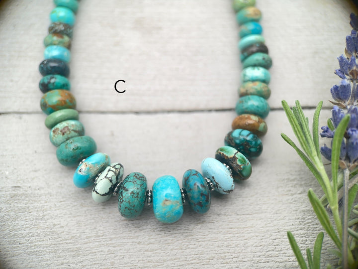 Turquoise Necklace - Graduated Multi-color Turquoise Necklace - Handmade Jewelry Gift For Her - SunlightSilver