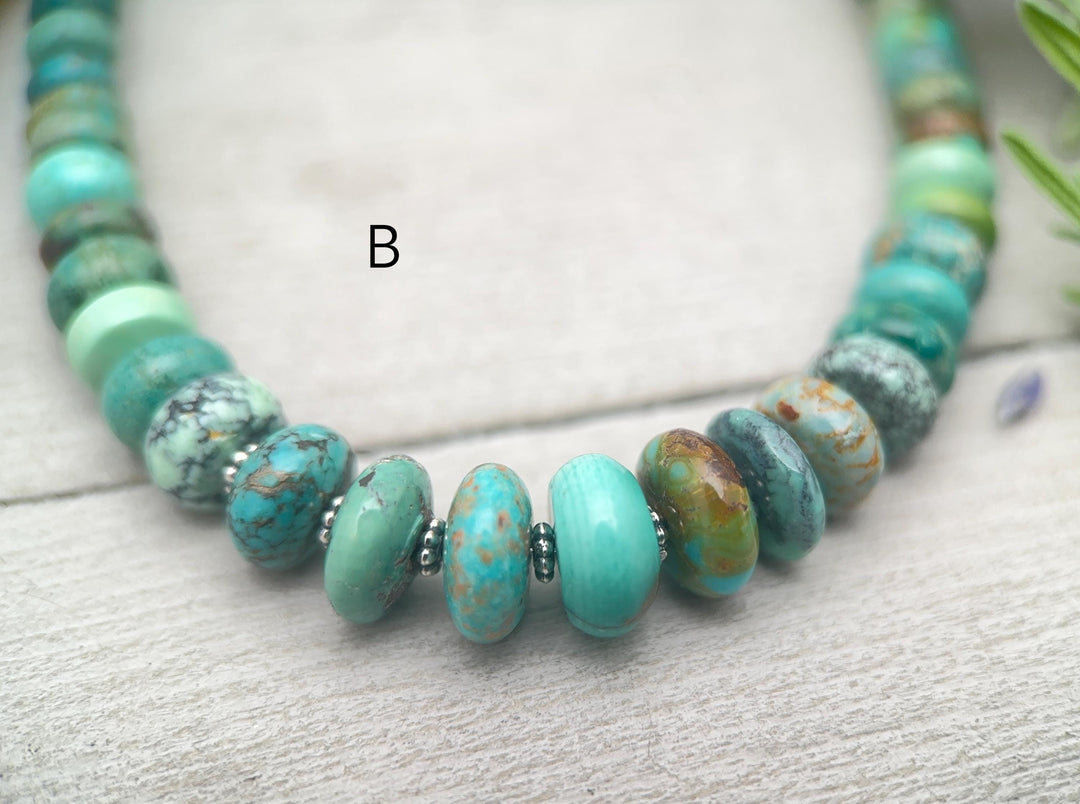 Turquoise Necklace - Graduated Multi-color Turquoise Necklace - Handmade Jewelry Gift For Her - SunlightSilver