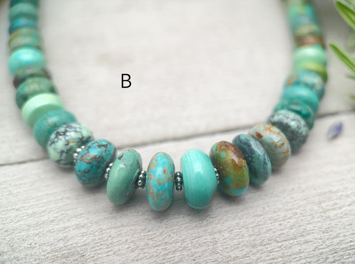 Turquoise Necklace - Graduated Multi-color Turquoise Necklace - Handmade Jewelry Gift For Her - SunlightSilver