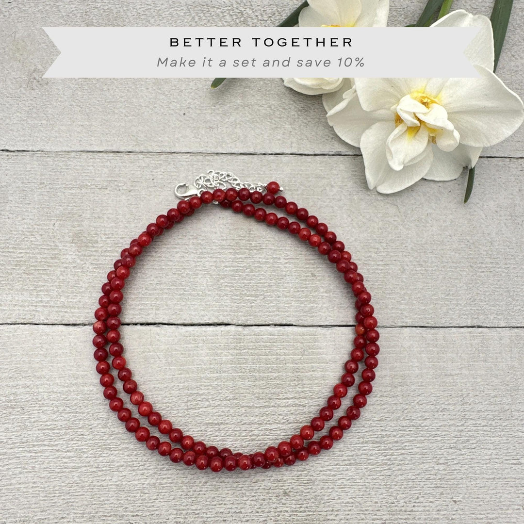 Red Coral and Sterling Silver Earrings - Bold Crimson Red Dangle Earrings - SunlightSilver