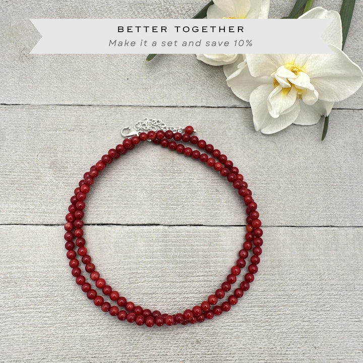 Red Coral and Sterling Silver Earrings - Bold Crimson Red Dangle Earrings - SunlightSilver