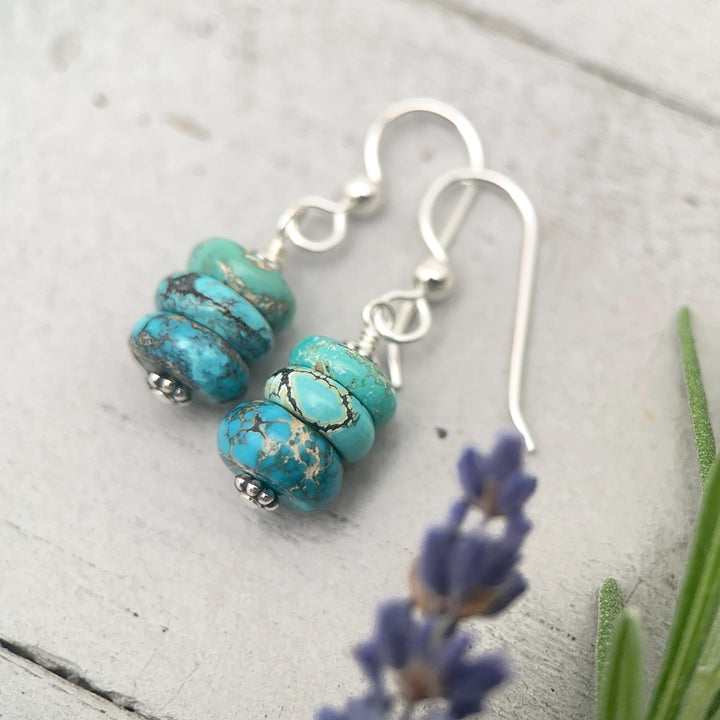 Natural Turquoise Earrings | Sterling Silver | December Birthstone | Handmade in the USA - SunlightSilver