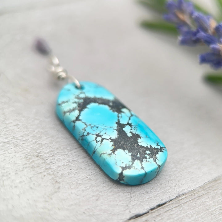 Turquoise Pendant | AAA Sky Blue Natural Turquoise | Sterling Silver Jewelry - SunlightSilver
