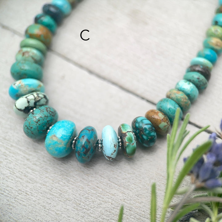 Turquoise Necklace - Graduated Multi-color Turquoise Necklace - Handmade Jewelry Gift For Her - SunlightSilver