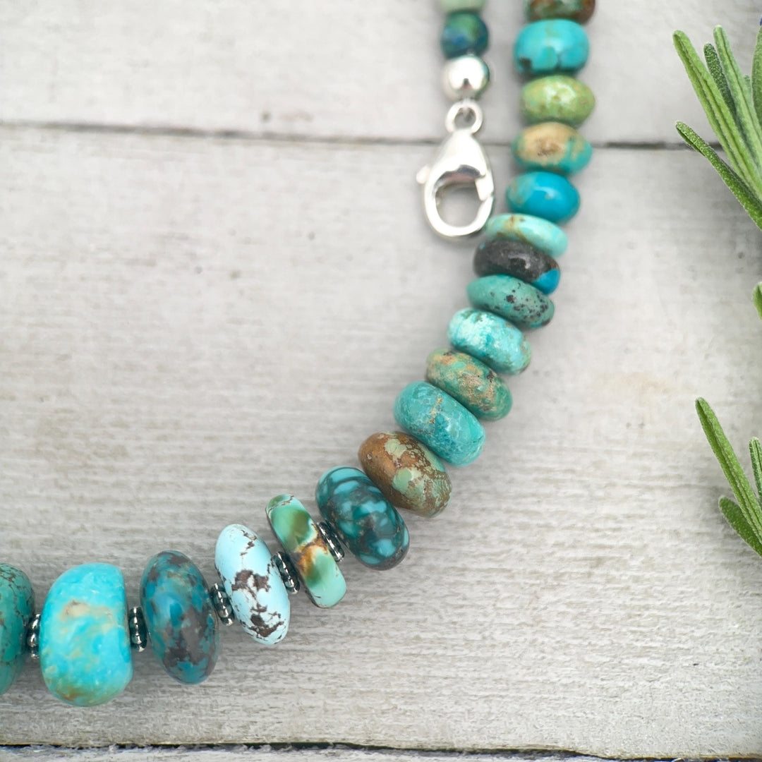 Turquoise Necklace - Graduated Multi-color Turquoise Necklace - Handmade Jewelry Gift For Her - SunlightSilver