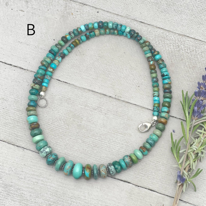 Turquoise Necklace - Graduated Multi-color Turquoise Necklace - Handmade Jewelry Gift For Her - SunlightSilver