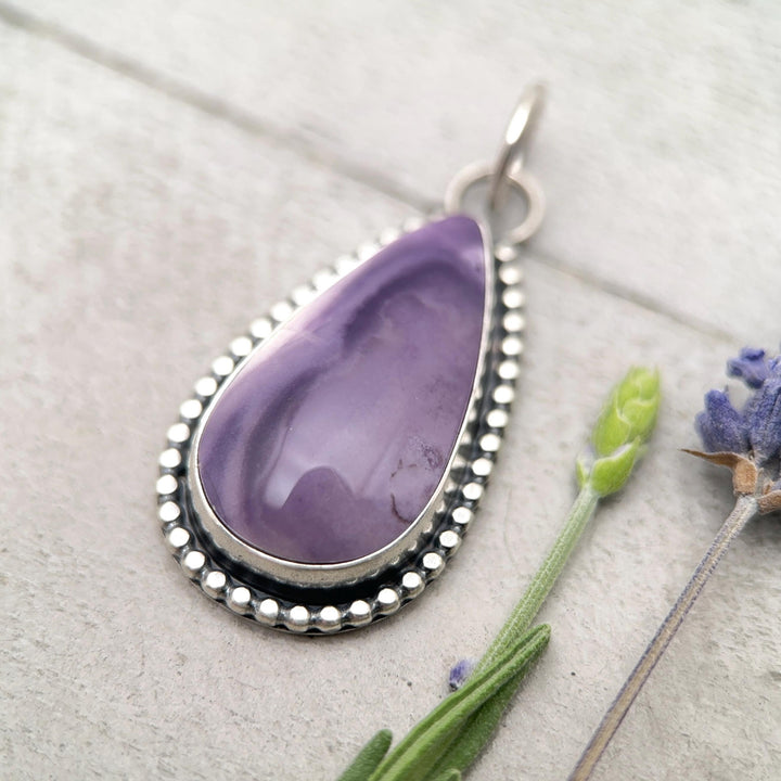 Purple Tiffany Stone and Sterling Silver Pendant Necklace - SunlightSilver