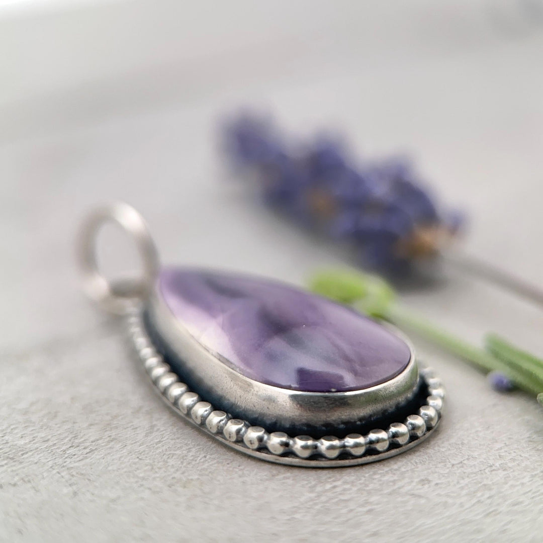 Purple Tiffany Stone and Sterling Silver Pendant Necklace - SunlightSilver