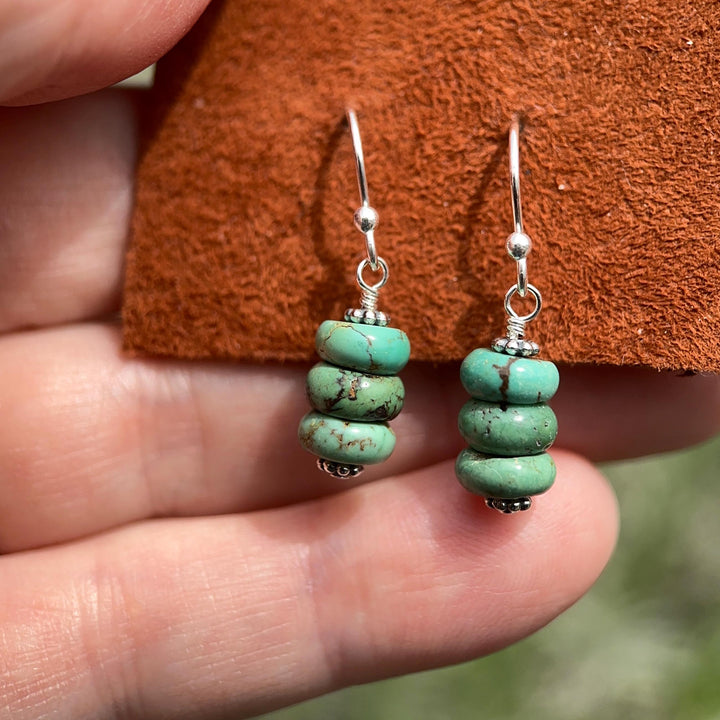 Natural Turquoise Earrings | Sterling Silver | December Birthstone | Handmade in the USA - SunlightSilver