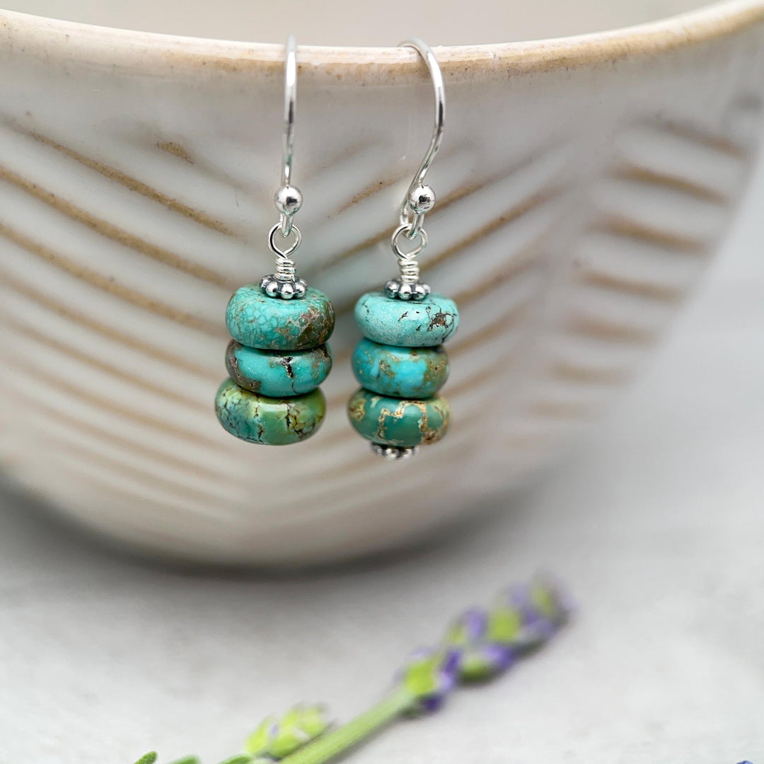 Natural Turquoise Earrings | Sterling Silver | December Birthstone | Handmade in the USA - SunlightSilver