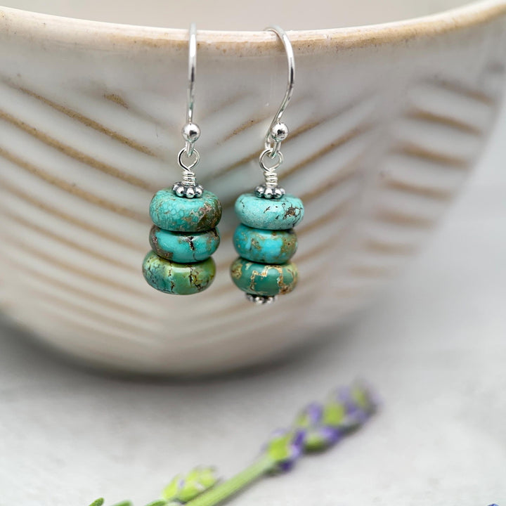 Natural Turquoise Earrings | Sterling Silver | December Birthstone | Handmade in the USA - SunlightSilver