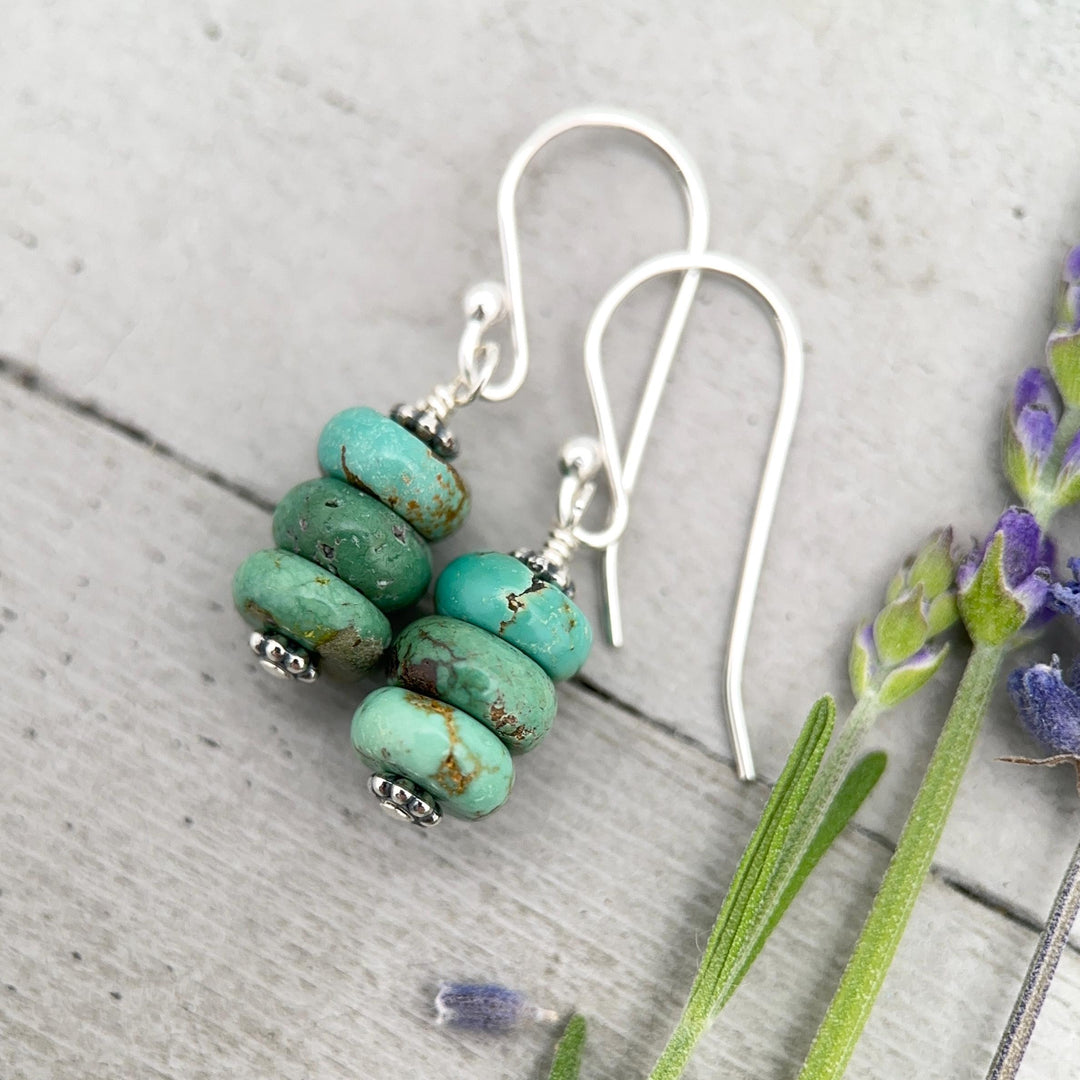 Natural Turquoise Earrings | Sterling Silver | December Birthstone | Handmade in the USA - SunlightSilver