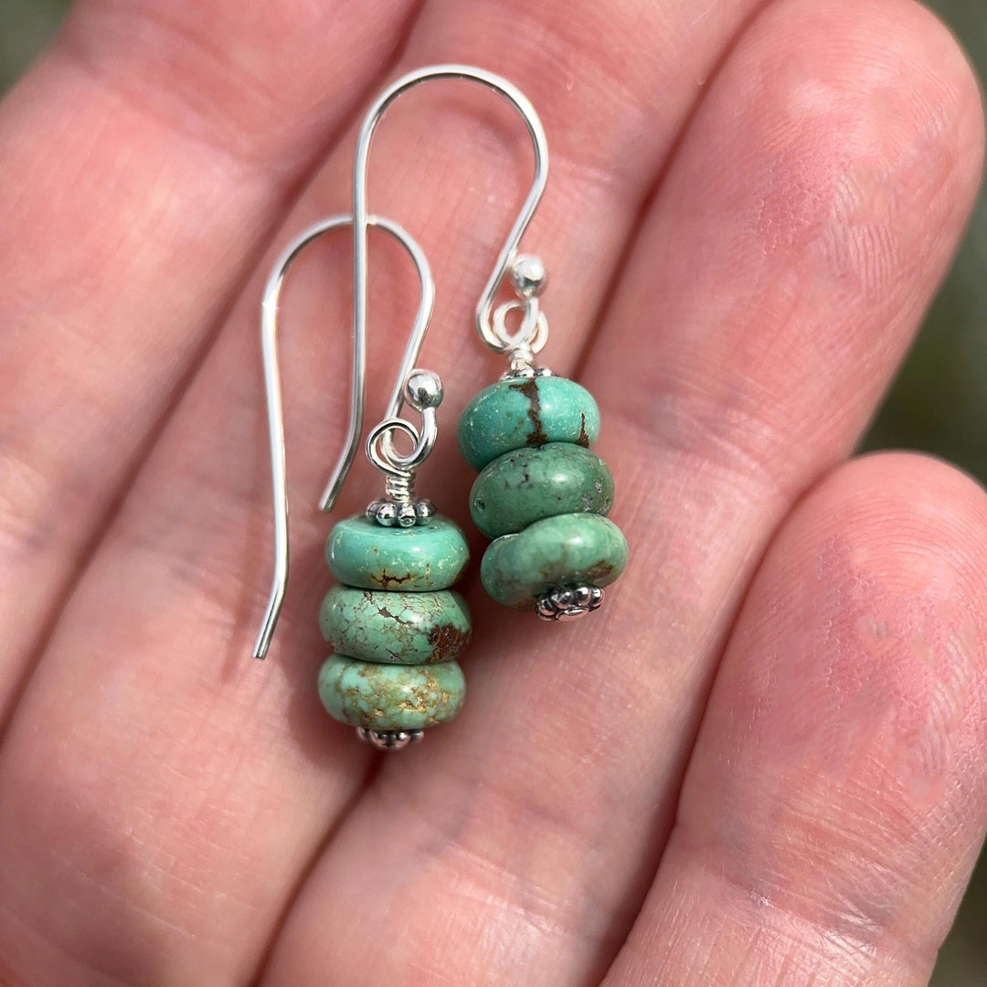Natural Turquoise Earrings | Sterling Silver | December Birthstone | Handmade in the USA - SunlightSilver