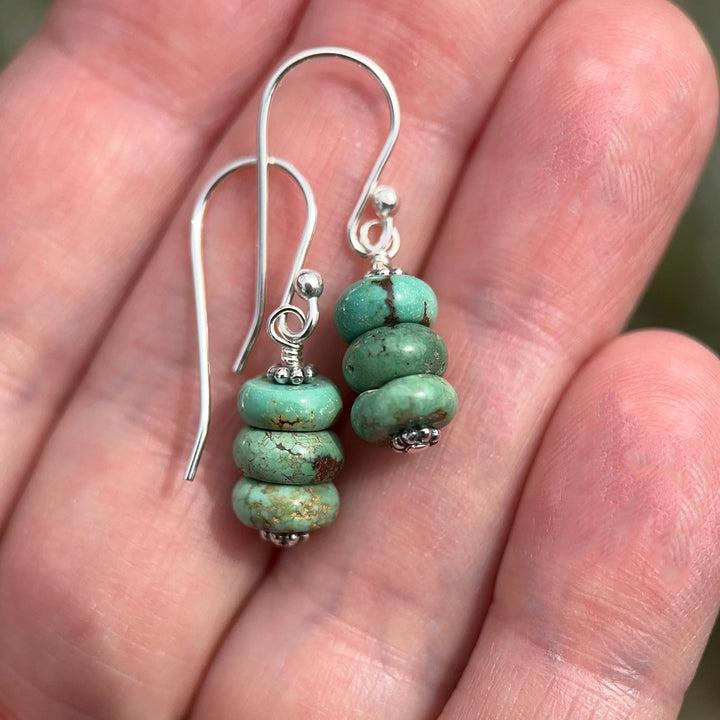 Natural Turquoise Earrings | Sterling Silver | December Birthstone | Handmade in the USA - SunlightSilver
