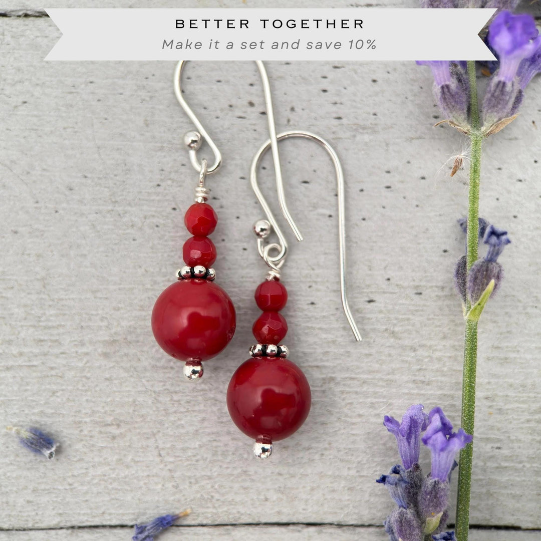 Red Coral Beaded Necklace – 4mm Genuine Coral Gemstone Strand with Sterling Silver, Adjustable 16–18 Inches - SunlightSilver