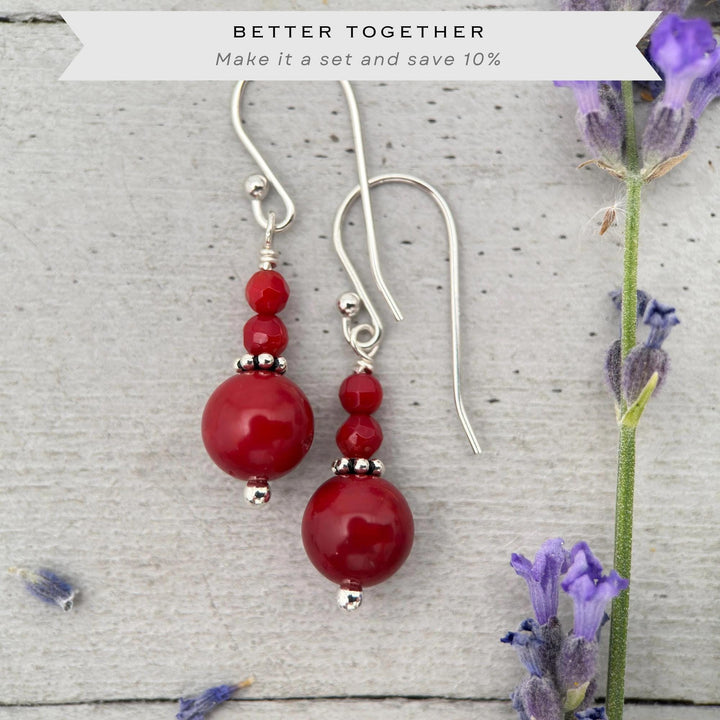 Red Coral Beaded Necklace – 4mm Genuine Coral Gemstone Strand with Sterling Silver, Adjustable 16–18 Inches - SunlightSilver