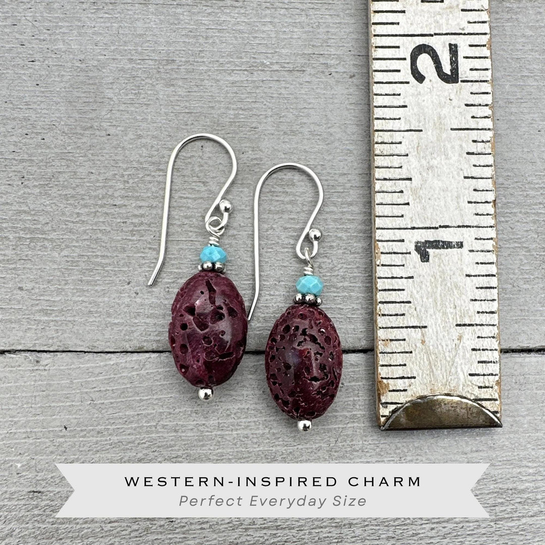 Purple Spiny Oyster Earrings - Turquoise & Sterling Silver - Southwest Style Shell Jewelry - SunlightSilver