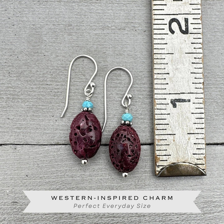 Purple Spiny Oyster Earrings - Turquoise & Sterling Silver - Southwest Style Shell Jewelry - SunlightSilver
