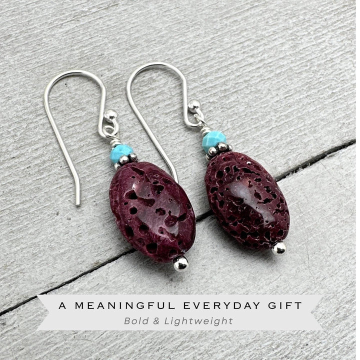 Purple Spiny Oyster Earrings - Turquoise & Sterling Silver - Southwest Style Shell Jewelry - SunlightSilver