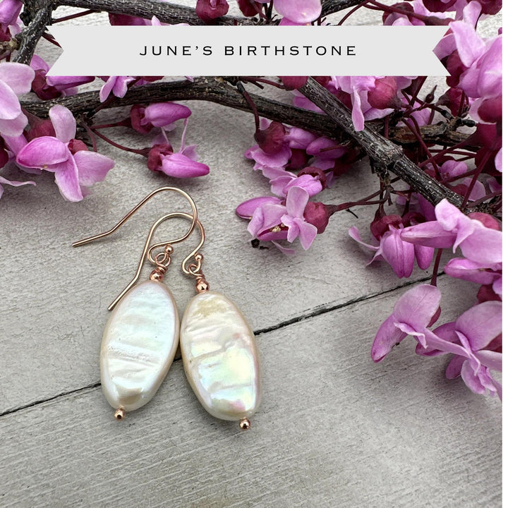 Gorgeous Champagne Pearl and 14k Rose Gold Fill Earrings - SunlightSilver
