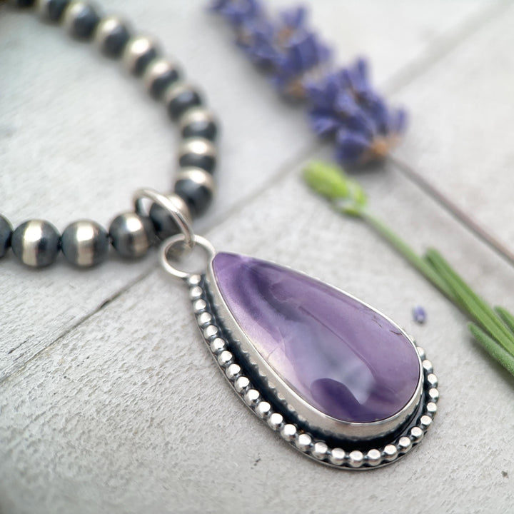 Purple Tiffany Stone and Sterling Silver Pendant Necklace - SunlightSilver