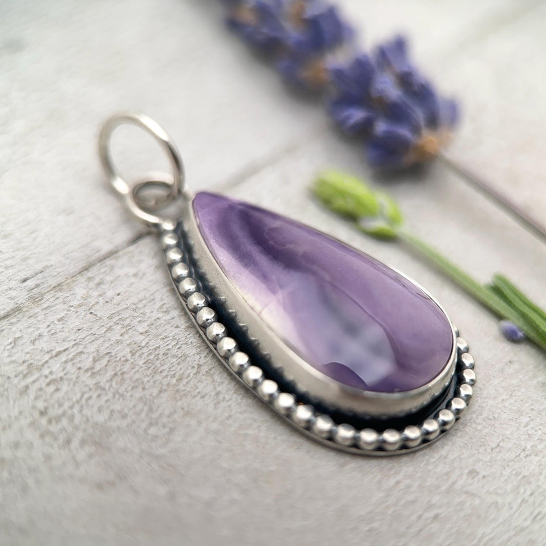 Purple Tiffany Stone and Sterling Silver Pendant Necklace - SunlightSilver