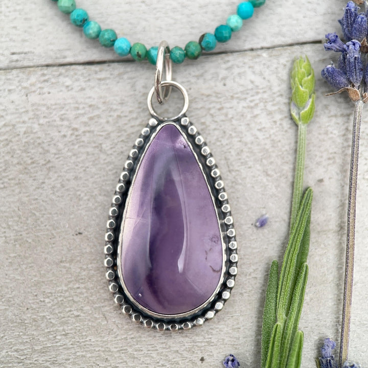 Purple Tiffany Stone and Sterling Silver Pendant Necklace - SunlightSilver
