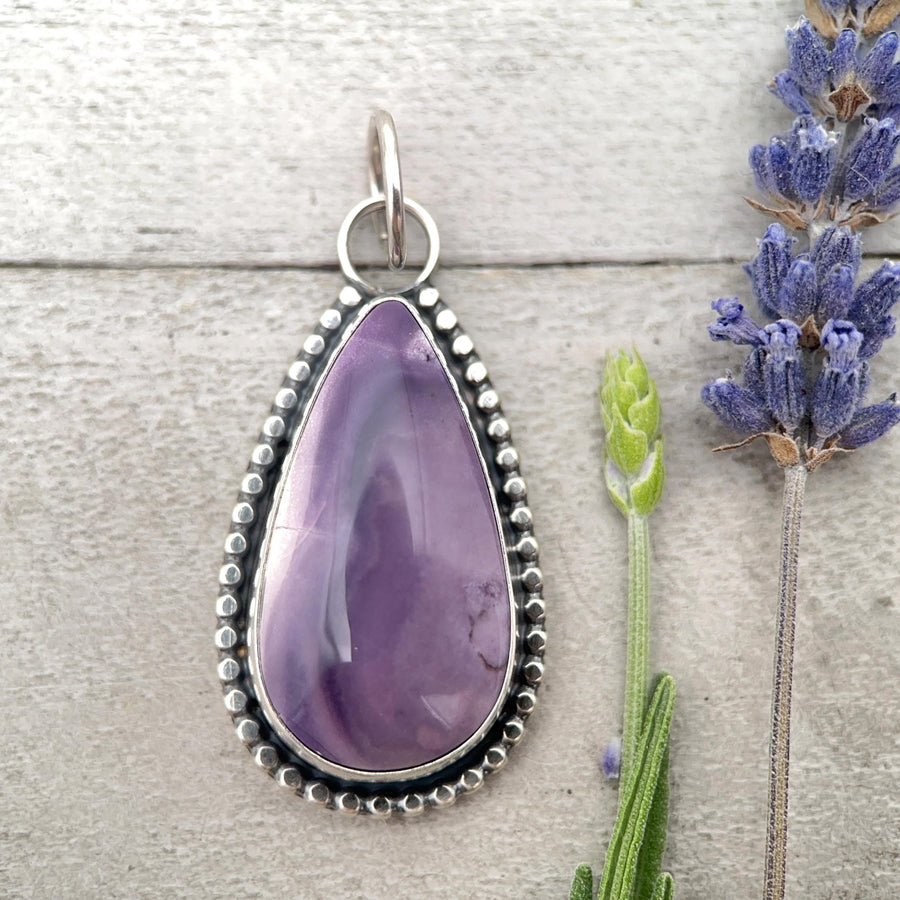 Purple Tiffany Stone and Sterling Silver Pendant Necklace - SunlightSilver
