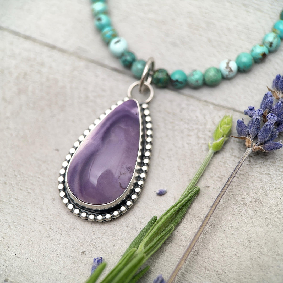 Purple Tiffany Stone and Sterling Silver Pendant Necklace - SunlightSilver