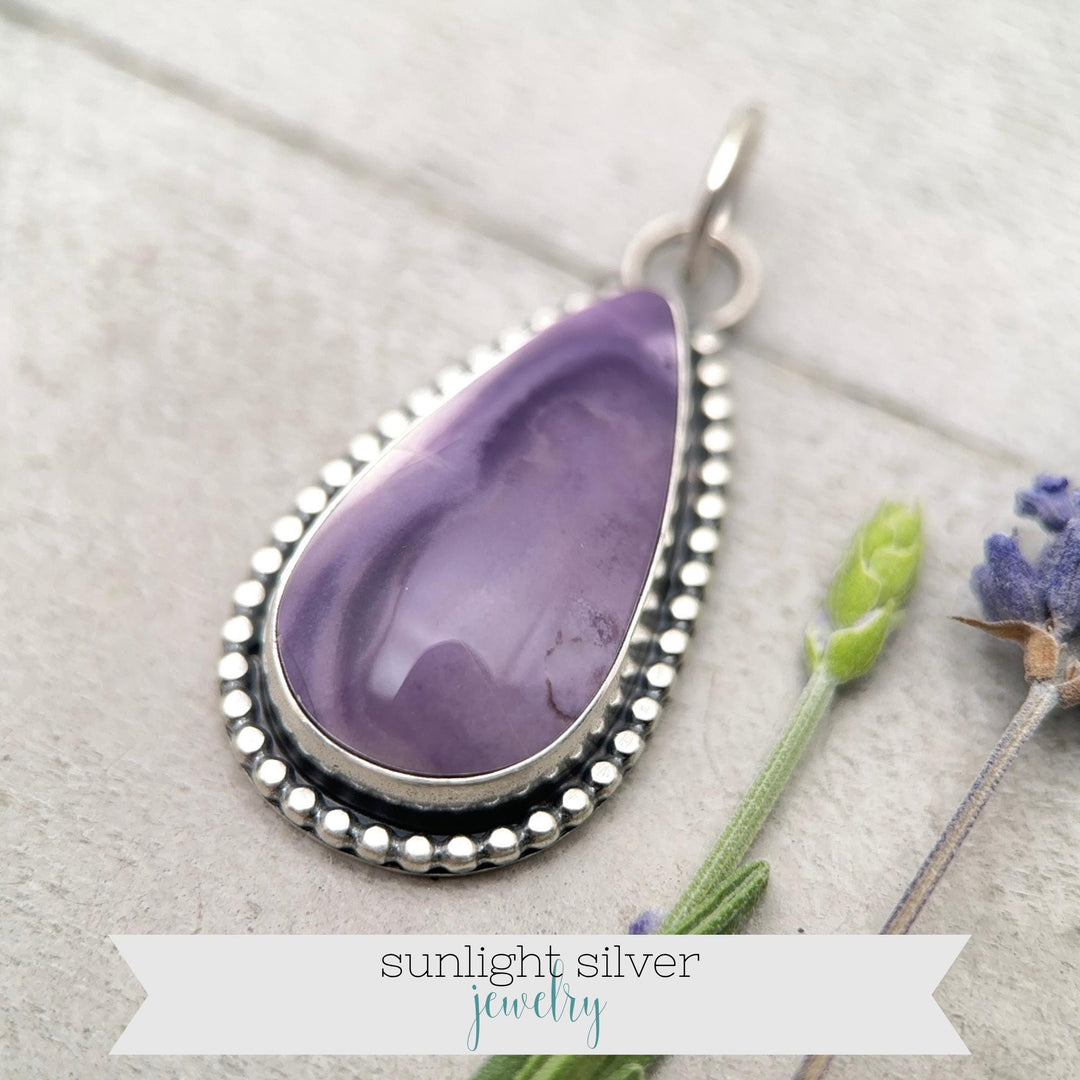 Purple Tiffany Stone and Sterling Silver Pendant Necklace - SunlightSilver