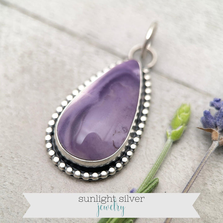 Purple Tiffany Stone and Sterling Silver Pendant Necklace - SunlightSilver