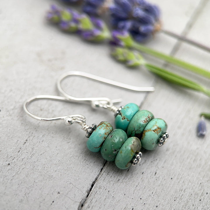 Natural Turquoise Earrings | Sterling Silver | December Birthstone | Handmade in the USA - SunlightSilver