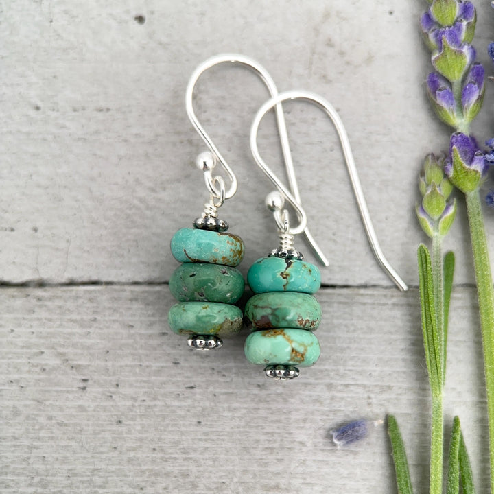 Natural Turquoise Earrings | Sterling Silver | December Birthstone | Handmade in the USA - SunlightSilver