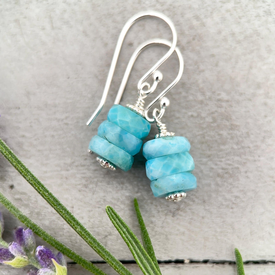 Larimar and Solid 925 Sterling Silver Earrings - SunlightSilver