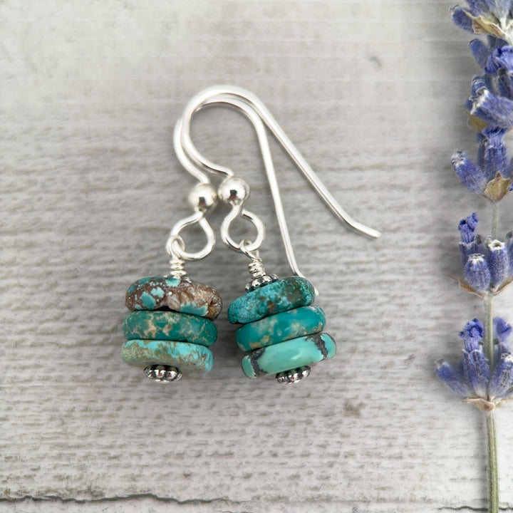 Natural Turquoise Earrings | Sterling Silver | December Birthstone | Handmade in the USA - SunlightSilver