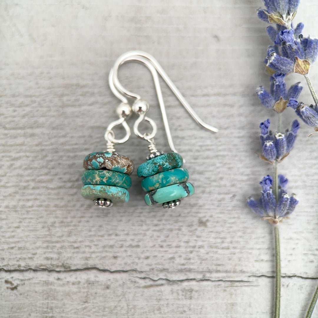 Natural Turquoise Earrings | Sterling Silver | December Birthstone | Handmade in the USA - SunlightSilver
